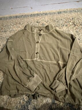 Old Navy Sage Green Button-Accent Henley